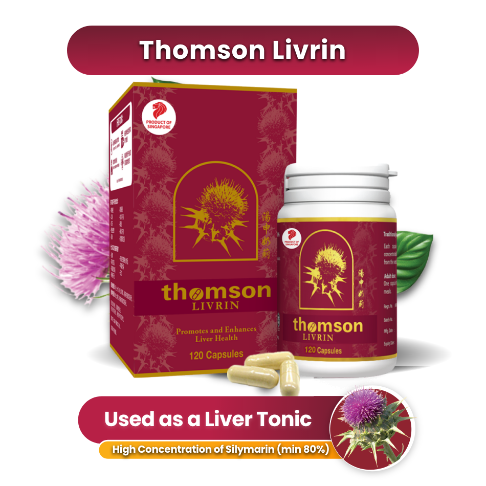 Thomson Livrin liver tonic packaging with capsules on a white background