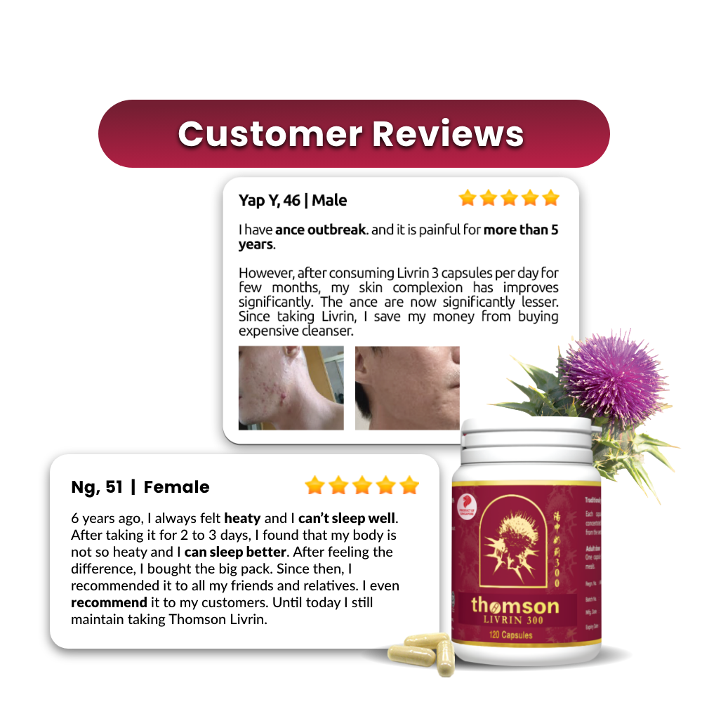 Thomson Livrin 120s capsules with customer reviews on a white background